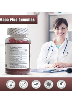 Wins Town Maca Plus Gummies, 1500mg Enhancer with Black Maca Root & Dong Quai Extract, Boost Vitamins for Women, Fruit Flavor, 60 Count  - Image 2