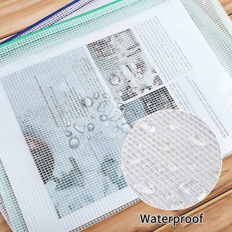 إي أو آوت إي أو أو تي 10 قطع حقيبة شبكية بسحاب A4 ملف وثائق، قرطاسية مكتبية، 5 ألوان متنوعة - Image 4