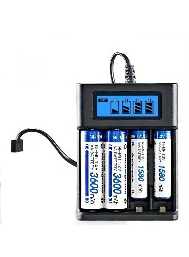 Ailily Ailily Mini Usb Aa Aaa Battery Charger 4 Bay Lcd Display Z3003D5CF0340ED77B170Z