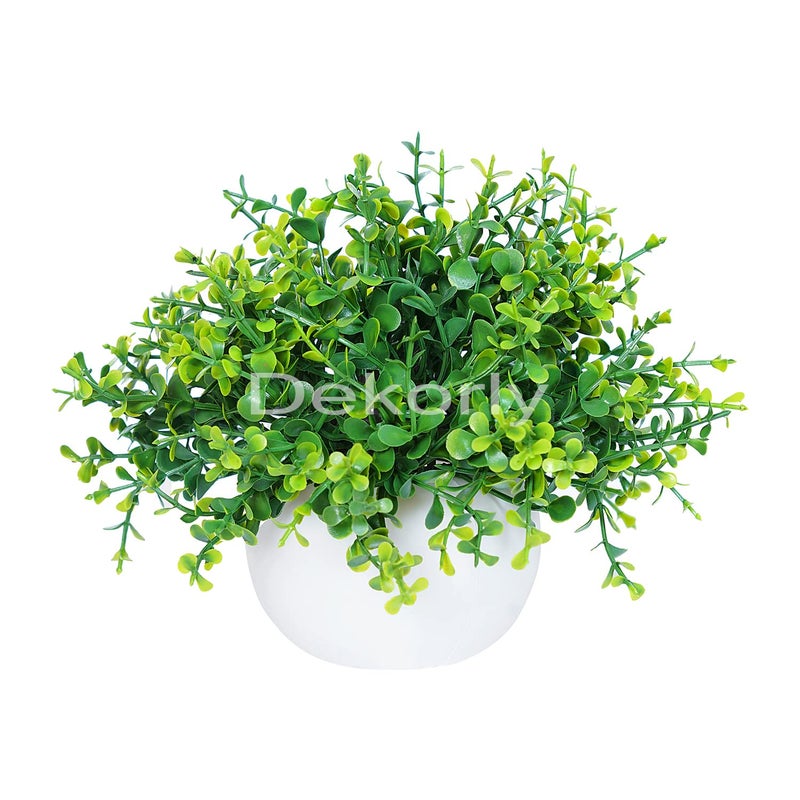 Dekorly ® Artificial Plants Fake Mini Potted Plant Small Greenery Decor for Indoor Home Farmhouse Aesthetic Bedroom Shelf Office Desk Bathroom Decoration (White) - Image 2