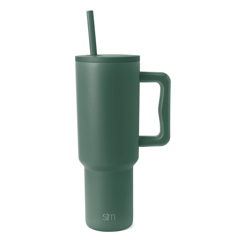 40 oz Tumbler with Handle and Straw Lid | Insulated Cup Reusable Stainless Steel Water Bottle Travel Mug Cupholder Friendly | Gifts for Women Men Him Her | Trek Collection | Forest