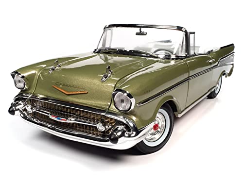 AW AUTO WORLD عالم السيارات 1957 شيفروليه بيل إير قابلة للتحويل مقياس 118 مصنوعة من المعدن - Image 5