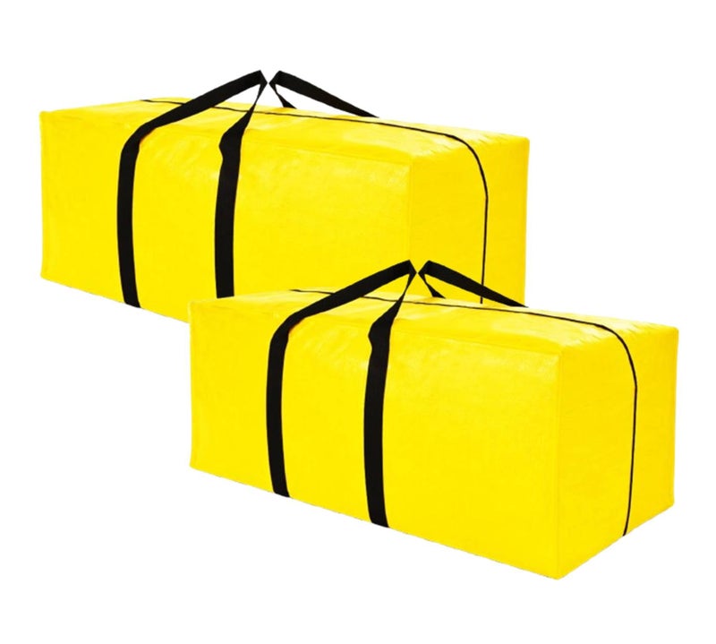 Lify Heavy Duty Extra Large Moving Bags - Strong Handles & Zippers, Storage Totes For Space Saving, Alternative to Box and Bin (Set of 2,4 & 6) (Yellow, Pack of 2) - Image 1