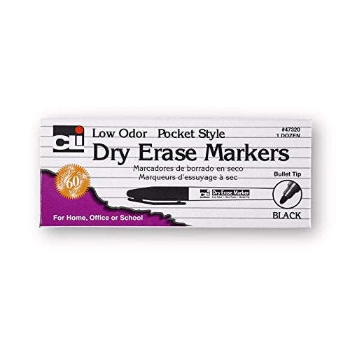 Charles Leonard Dry Erase Markers, Pocket Style with Bullet Tip, 12 Markers per Box, Black (47320) - Image 3