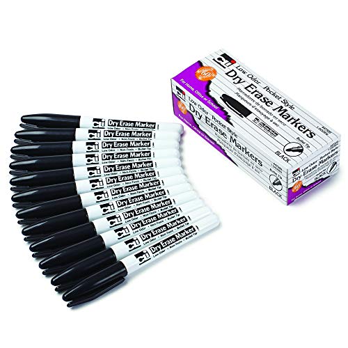 Charles Leonard Dry Erase Markers, Pocket Style with Bullet Tip, 12 Markers per Box, Black (47320) - Image 1