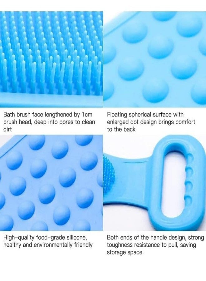 Silicone Body Back Scrubber, Double Side Bathing Brush for Skin Deep Cleaning Massage, Dead Skin Removal Exfoliating Belt for Shower, Body Brush for Bathing (Blue colour) Pack of 2 - Image 2