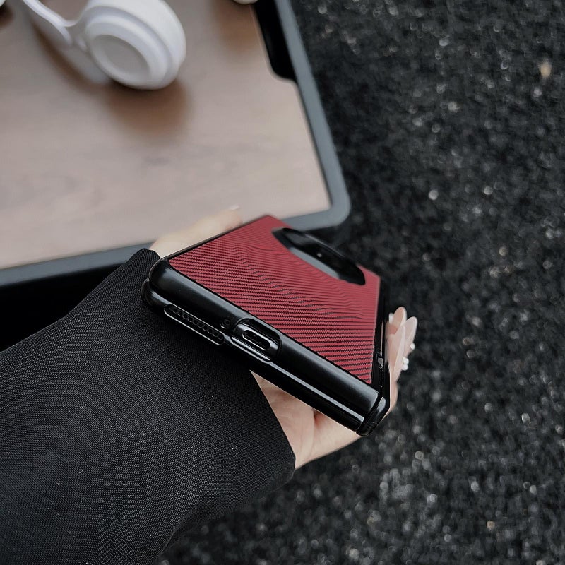 erorex For Honor Magic V5 Folding Shaft Magsafe Carbon Fiber Texture Leather Phone Case(Dark Blue) - Image 5