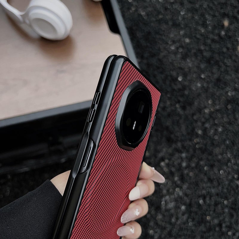 erorex For Honor Magic V5 Folding Shaft Magsafe Carbon Fiber Texture Leather Phone Case(Dark Blue) - Image 4