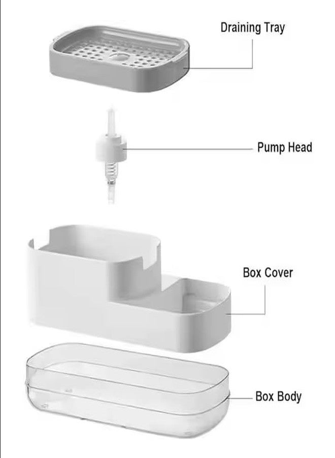 Stavae Dish Soap Liquid Dispenser Sponge Holder Dishwashing Soap Dispenser Kitchen Sink Countertop Dish Soap Pump Dispenser Soap Dispenser Dispenser for Kitchen Bathroom - Image 4