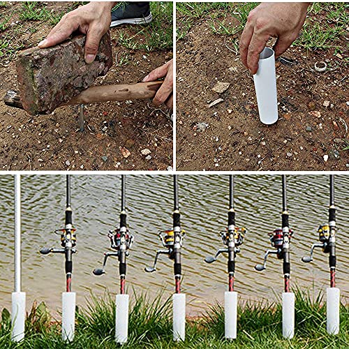 Tendiren Fishing Rod Holder, 4 Pack Fishing Pole Holders Ground, Rod Holders for Bank Fishing, Beach Support Stand Reinforced PVC, 4 Free Alarm Bells - Image 4