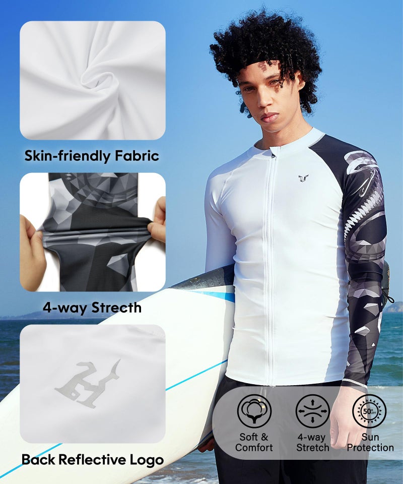 HUGE SPORTS Men's Swim Shirts Long Sleeve Zip Rash Guard UPF 50+ Sun Protective Quick Drying (Cobra, M) - Image 5