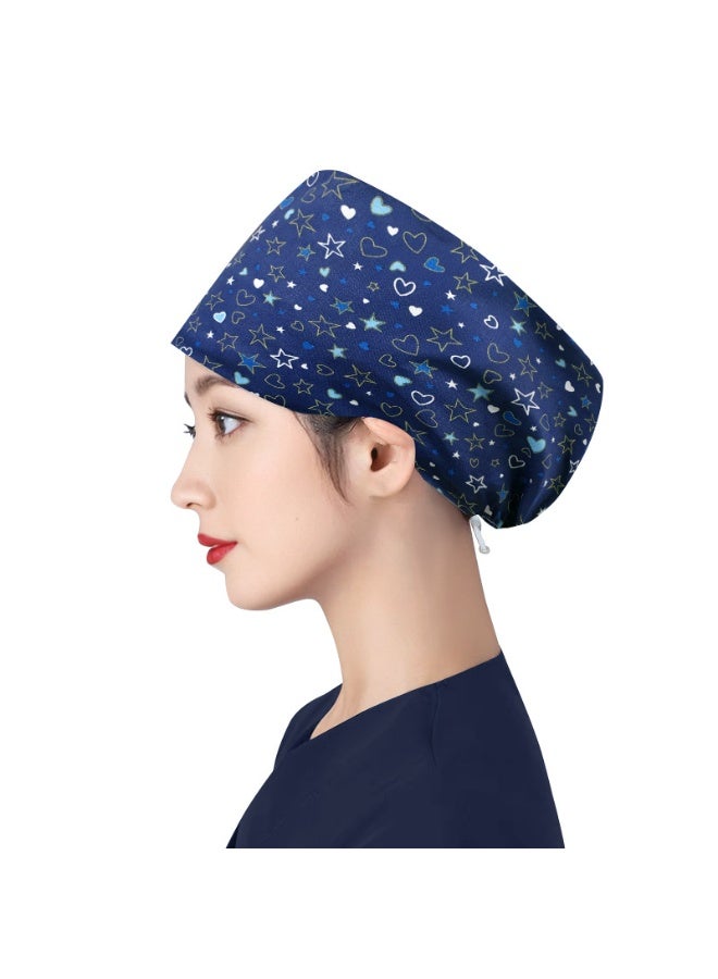 NIBEMINENT Women's Long Hair Nursing Cap Cotton Adjustable Medical Hospital Surgical Cap Unisex Anesthesiologist Nurse Working Scrub Caps