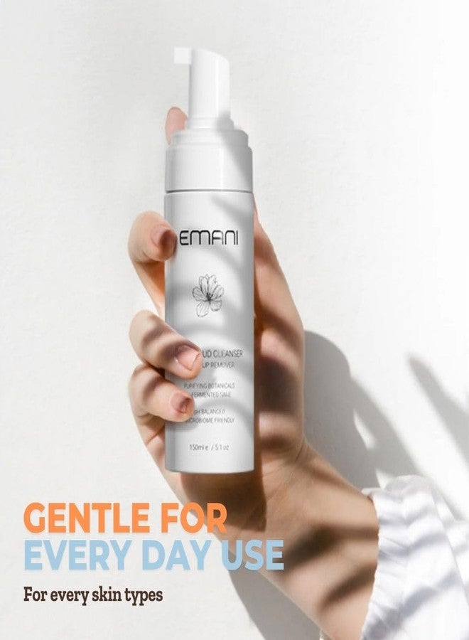 Emani Soft Cloud Foam Cleanser, All-in-One Sensitive Skin Face Wash, All Skin Types + Fragrance-Free Makeup - Sunscreen Remover, SLS-FREE, Plant-Based, pH Balancing, 150ml - Image 5