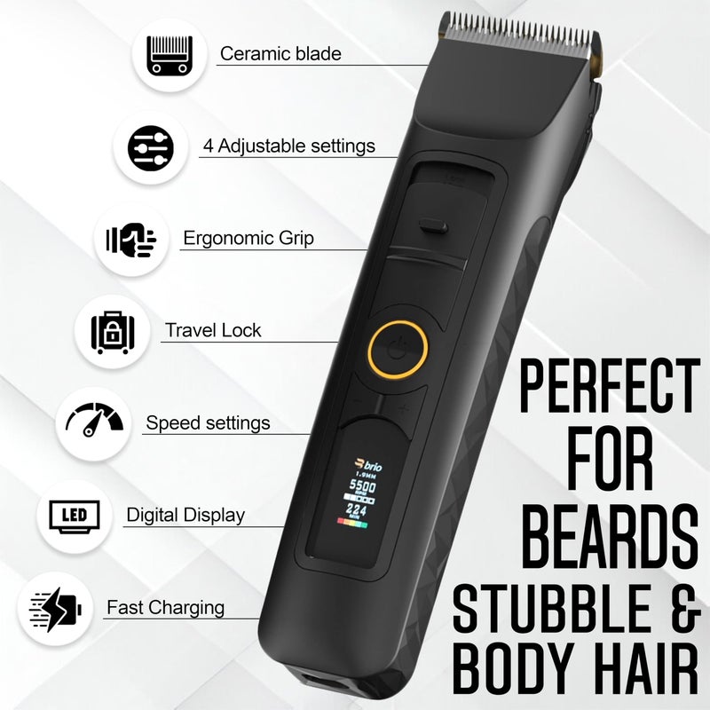 Brio Beardscape V2 Beard Trimmer for Men Professional with Low Friction Ceramic Blade, Cordless Professional Hair Trimmer for Barbers with 4 Hrs of Long Battery Timing, Ideal for Beard & Body (Black) - Image 4
