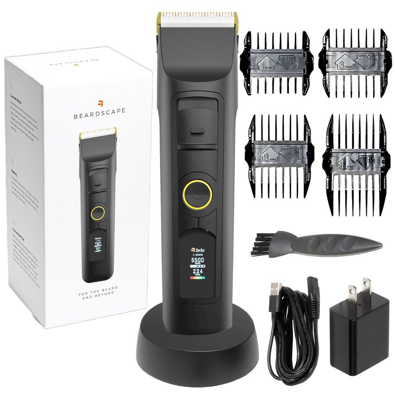 Brio Beardscape V2 Beard Trimmer for Men Professional with Low Friction Ceramic Blade, Cordless Professional Hair Trimmer for Barbers with 4 Hrs of Long Battery Timing, Ideal for Beard & Body (Black) - Image 1