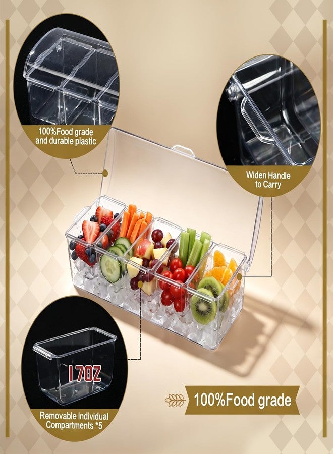 LemonRoad Bar Caddy 5 Compartment with 4 Gold Coffee Syrup Pump 6 Pourer Bartending Supplies Bar Cart Accessories Chilled Condiment Server Caddy Pizza Topping Station for Pouring Home Party - Image 3