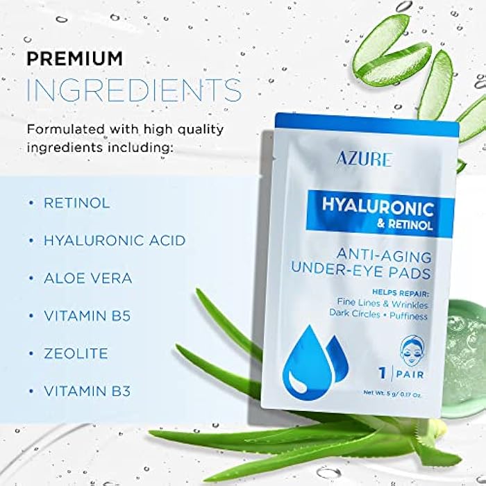 Azure Cosmetics Hyaluronic & Retinol Anti Aging Under Eye Pads- Moisturizing & Rejuvenating Eye Mask Patches - Reduces Fine Lines, Wrinkles, Dark Circles & Puffiness - Made in Korea - 5 Pairs - Image 2