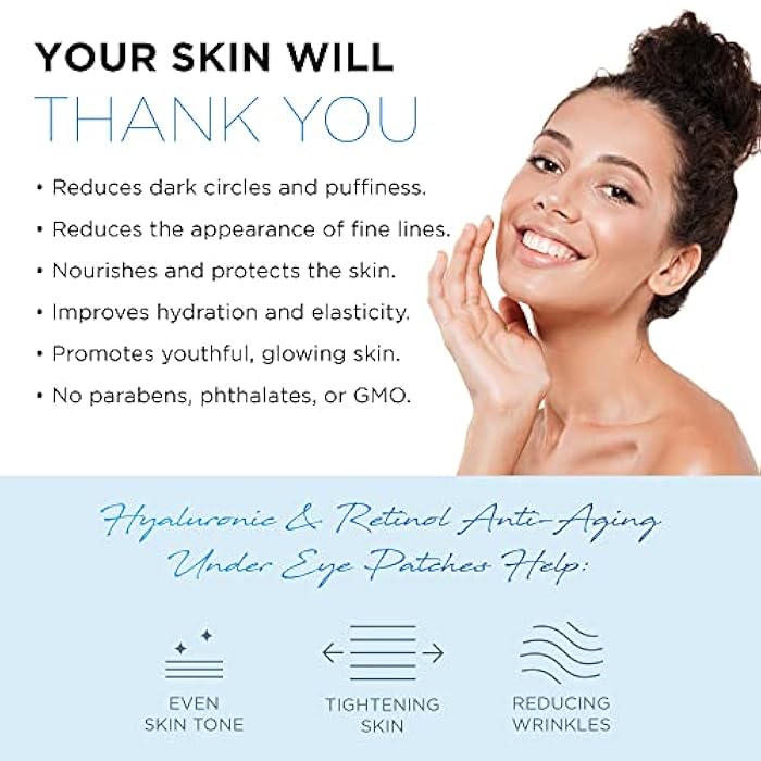 Azure Cosmetics Hyaluronic & Retinol Anti Aging Under Eye Pads- Moisturizing & Rejuvenating Eye Mask Patches - Reduces Fine Lines, Wrinkles, Dark Circles & Puffiness - Made in Korea - 5 Pairs - Image 4