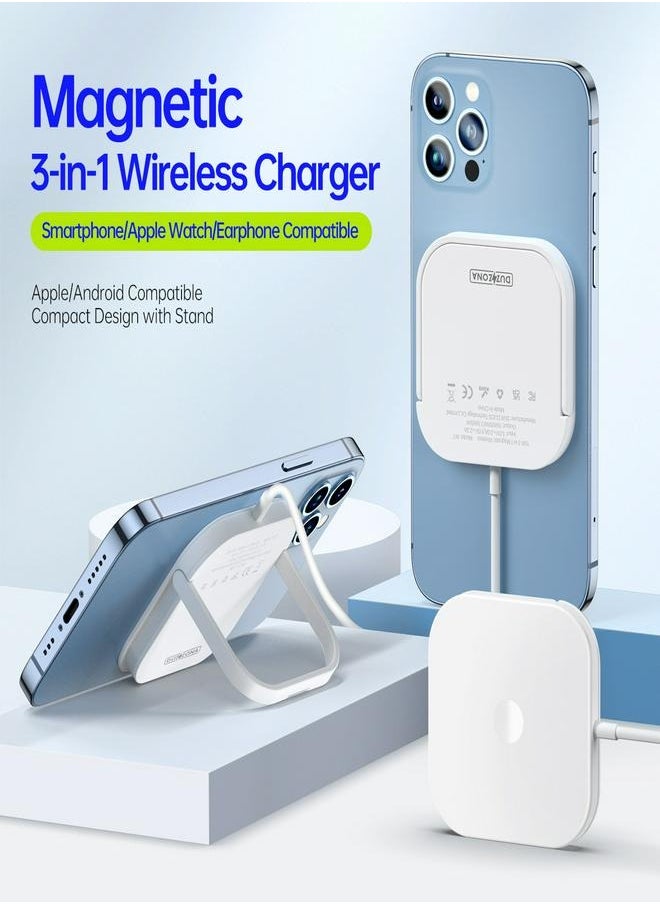 DUZZONA Magnetic 3-in-1 Wireless Charger - Compatible with Smartphone, Apple Watch, and Earphone | Fast Charging Stand | Ultra-Thin Portable Design  - Image 2