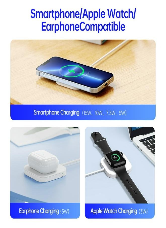 DUZZONA Magnetic 3-in-1 Wireless Charger - Compatible with Smartphone, Apple Watch, and Earphone | Fast Charging Stand | Ultra-Thin Portable Design  - Image 4