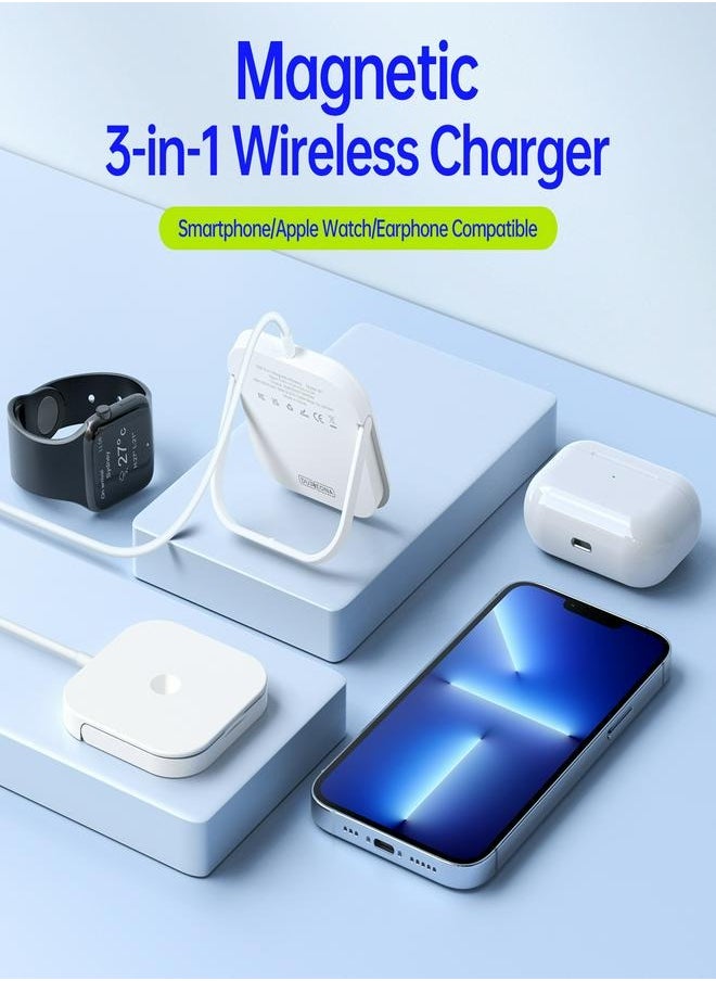 DUZZONA Magnetic 3-in-1 Wireless Charger - Compatible with Smartphone, Apple Watch, and Earphone | Fast Charging Stand | Ultra-Thin Portable Design  - Image 3