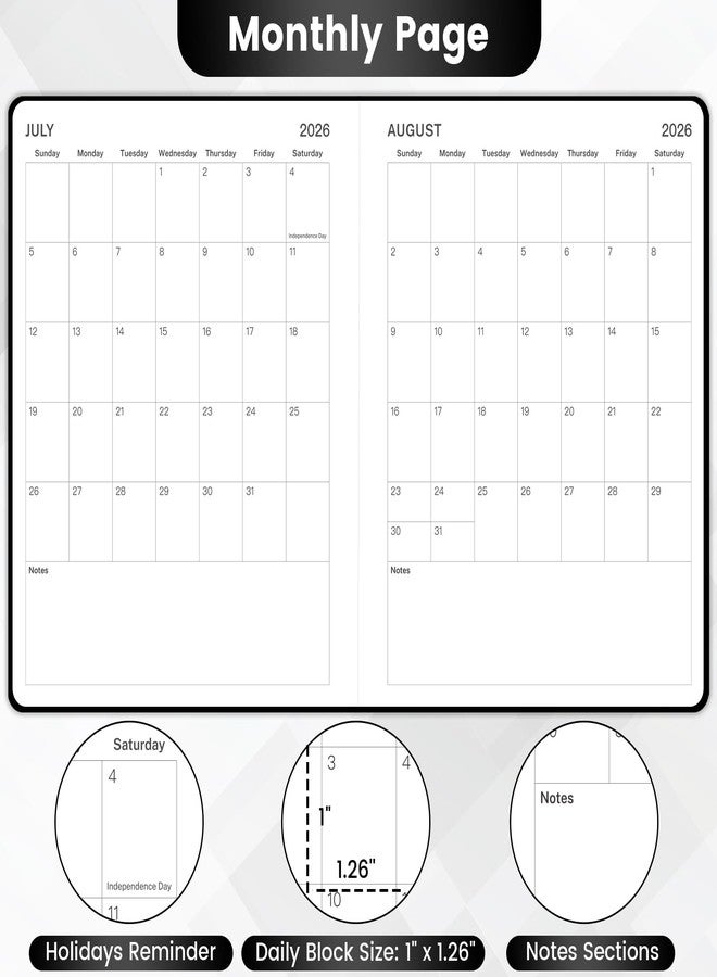 Vondafe Planner 2026-2027 - Academic Planner 2026-2027, July 2026 - June 2027, 8'' x 10'', 26-27 Planner Weekly and Monthly, 26-27 Calendar Planners with Pen Holder, Elastic Closure, Leather Hardcover - Black - Image 5