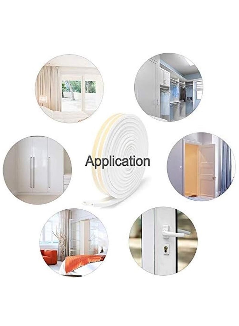 بيورول شريط رغوي لشريط الطقس من بيورول بطول 6 أمتار - سدادة إسفنجية Epdm، نافذة الباب، نظام شريط مطاطي ذاتي اللصق مضاد للتصادم، سدادة عازلة للصوت (شكل E أبيض) - Image 3