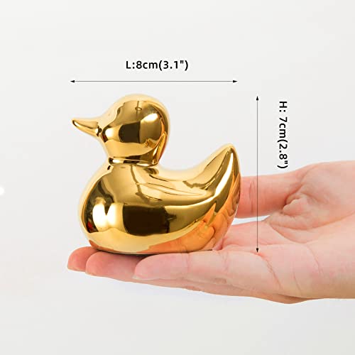 TQUPT Home Decor Golden Ceramic Duck Figurines, Home Decor Animal Sculptures and Statues Handmade Artware Decor, Mini Duck - Image 2