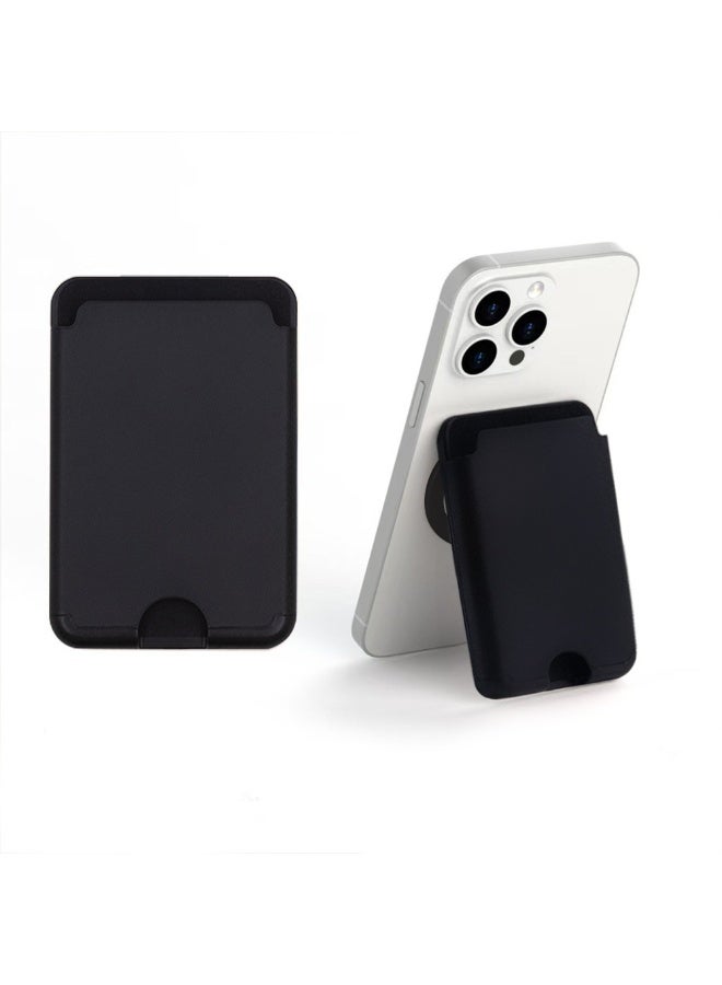 General Suitable for iPhone mobile phone holder folding rotating PU card holder universal Samsung magsafe magnetic card holder  - Image 1