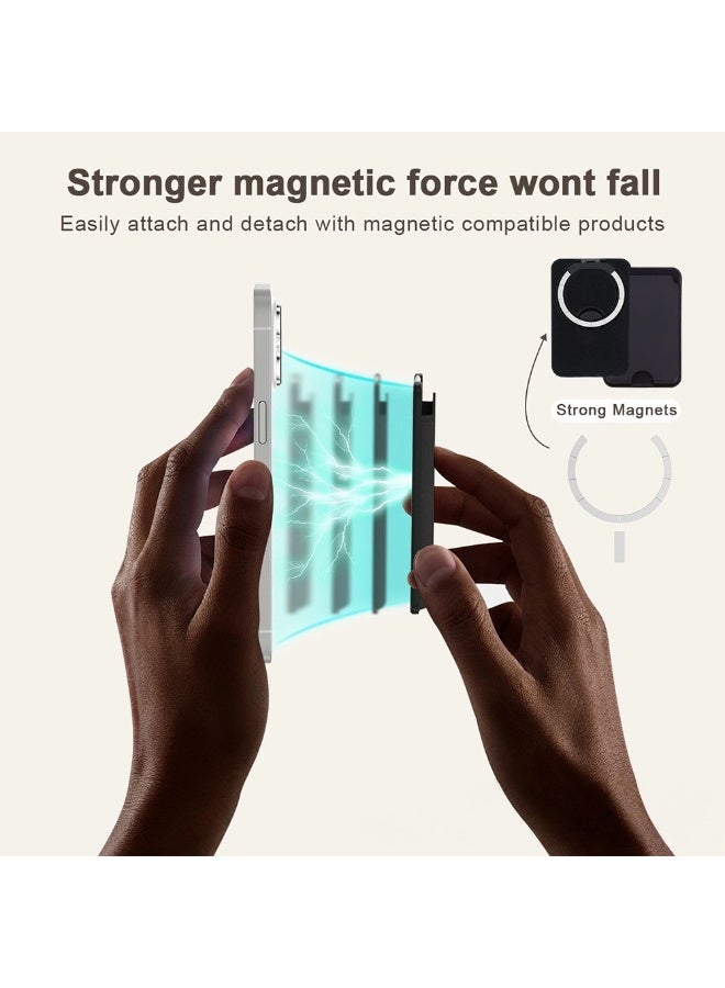 General Suitable for iPhone mobile phone holder folding rotating PU card holder universal Samsung magsafe magnetic card holder  - Image 2