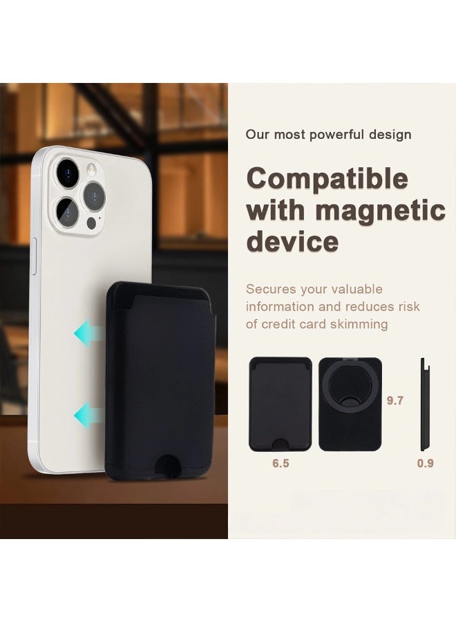 General Suitable for iPhone mobile phone holder folding rotating PU card holder universal Samsung magsafe magnetic card holder  - Image 4
