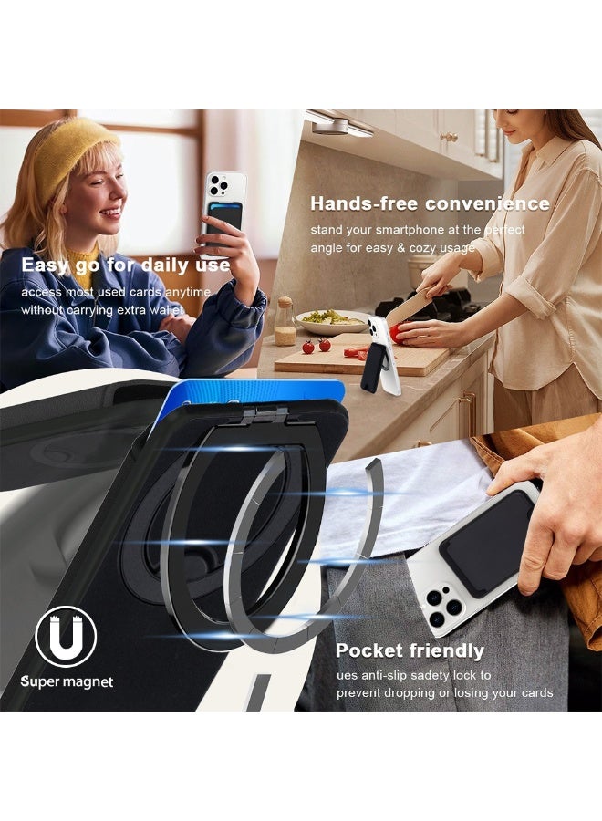 General Suitable for iPhone mobile phone holder folding rotating PU card holder universal Samsung magsafe magnetic card holder  - Image 3