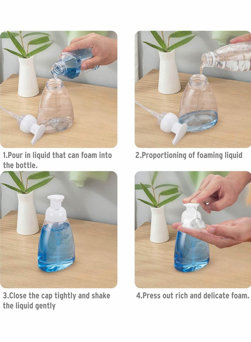 SOLARAE Foaming Soap Dispenser, 4 Pack Hand Soap Dispensers Refillable Plastic Foam Soap Dispenser Bottle, Oval with White Pumps Empty Plastic Liquid Soap Pump Bottles for Kitchen Bathroom - Image 5