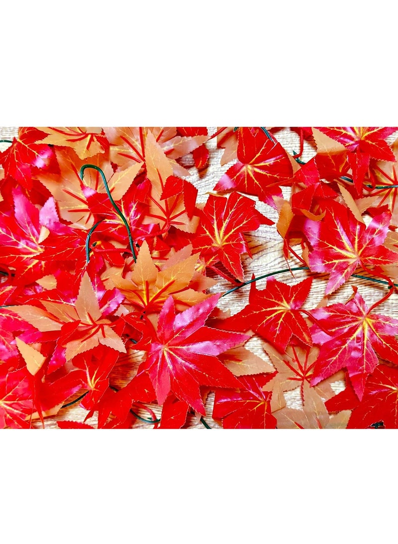 Generic Artificial Leaf Vine Decoration for Reptiles Amphibian Terrarium Red Leaves (1 meter)  - Image 1