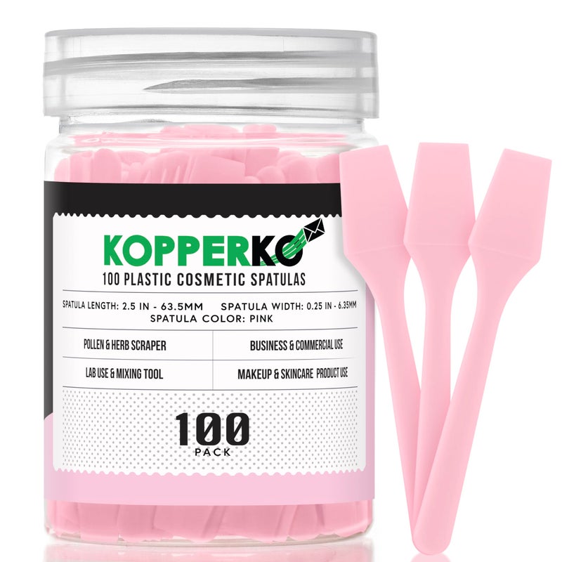 Kopperko Cosmetic Spatulas 25 100 Pack  Small Plastic Spatula for Cosmetics Creams  Crafts  Essential Esthetician Supplies  Makeup Spatula or Multipurpose Mini Applicator for Skincare  Pink