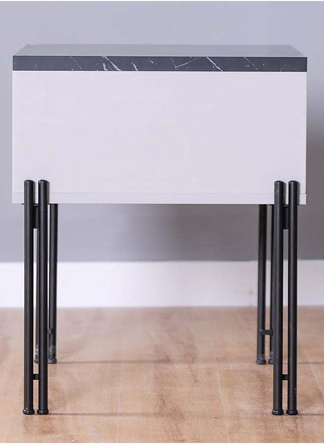 DANUBE HOME Form End Table 2-Tier Multifunctional Living Room Small Desk Space Saving Square Side Table For Modern Home Black/Grey 50x50x61 cm  - Image 4