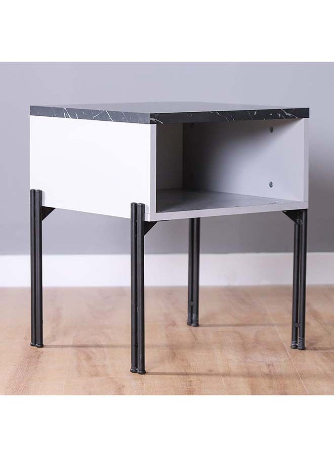 DANUBE HOME Form End Table 2-Tier Multifunctional Living Room Small Desk Space Saving Square Side Table For Modern Home Black/Grey 50x50x61 cm  - Image 3