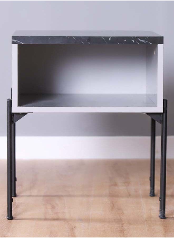 DANUBE HOME Form End Table 2-Tier Multifunctional Living Room Small Desk Space Saving Square Side Table For Modern Home Black/Grey 50x50x61 cm  - Image 2