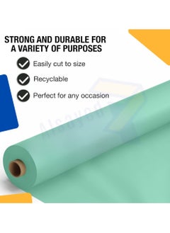 AlsayedP 50 Pcs Sufra Roll Sea Green Plastic Table Cover Roll 100 x 100 cm Disposable Table Cloth for Picnic, Party, Banquet, Birthdays, Weddings (Sea Green 50pcs)  - Image 2