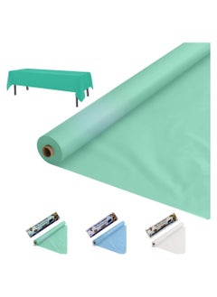 AlsayedP 50 Pcs Sufra Roll Sea Green Plastic Table Cover Roll 100 x 100 cm Disposable Table Cloth for Picnic, Party, Banquet, Birthdays, Weddings (Sea Green 50pcs)  - Image 1