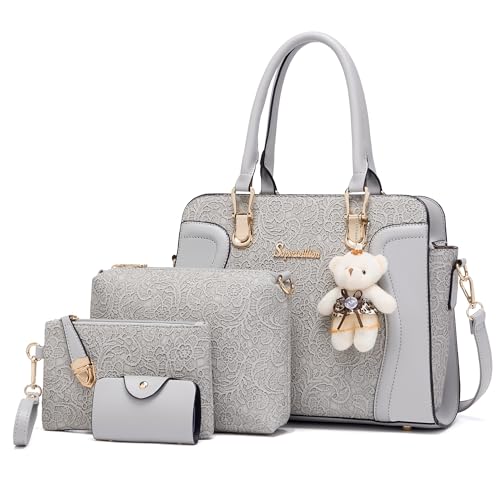 Soperwillton Women's Fashion Handbags Tote Bags Shoulder Bag Top Handle Satchel Purse Set 4pcs - Image 5