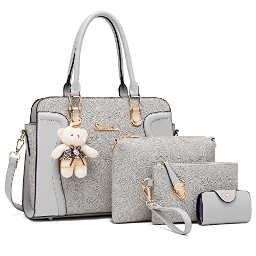 Soperwillton Women's Fashion Handbags Tote Bags Shoulder Bag Top Handle Satchel Purse Set 4pcs - Image 1
