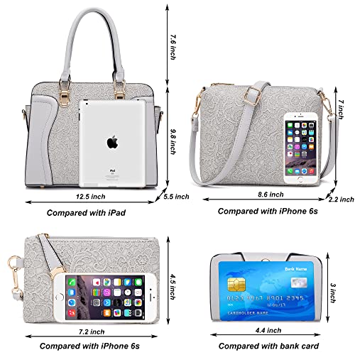 Soperwillton Women's Fashion Handbags Tote Bags Shoulder Bag Top Handle Satchel Purse Set 4pcs - Image 3