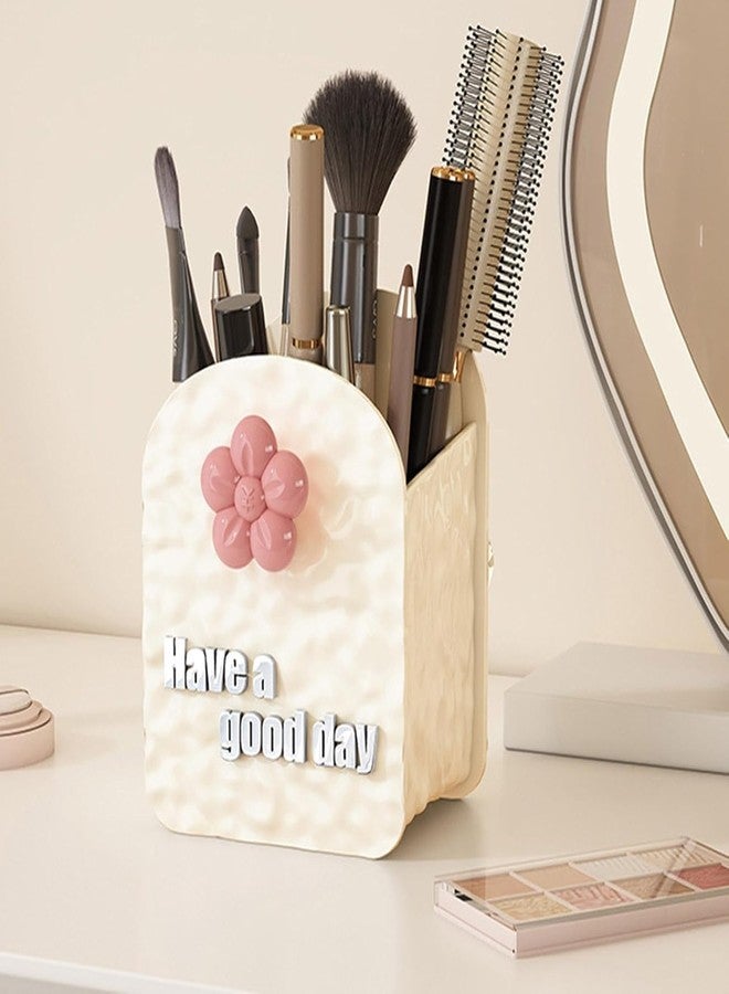 CREWLA Makeup Brush Organizer with Flower Accent - Have a Good Day Design Keep your beauty tools neatly organized and easily accessible - Image 3