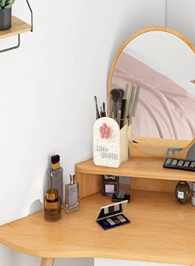 CREWLA Makeup Brush Organizer with Flower Accent - Have a Good Day Design Keep your beauty tools neatly organized and easily accessible - Image 2