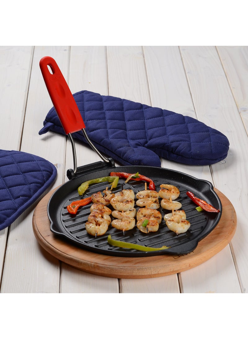 Lava Cast Iron Grill Pan with Wire and Silicone Handle. DIAMETER (Ø) 23CM.  - Image 4