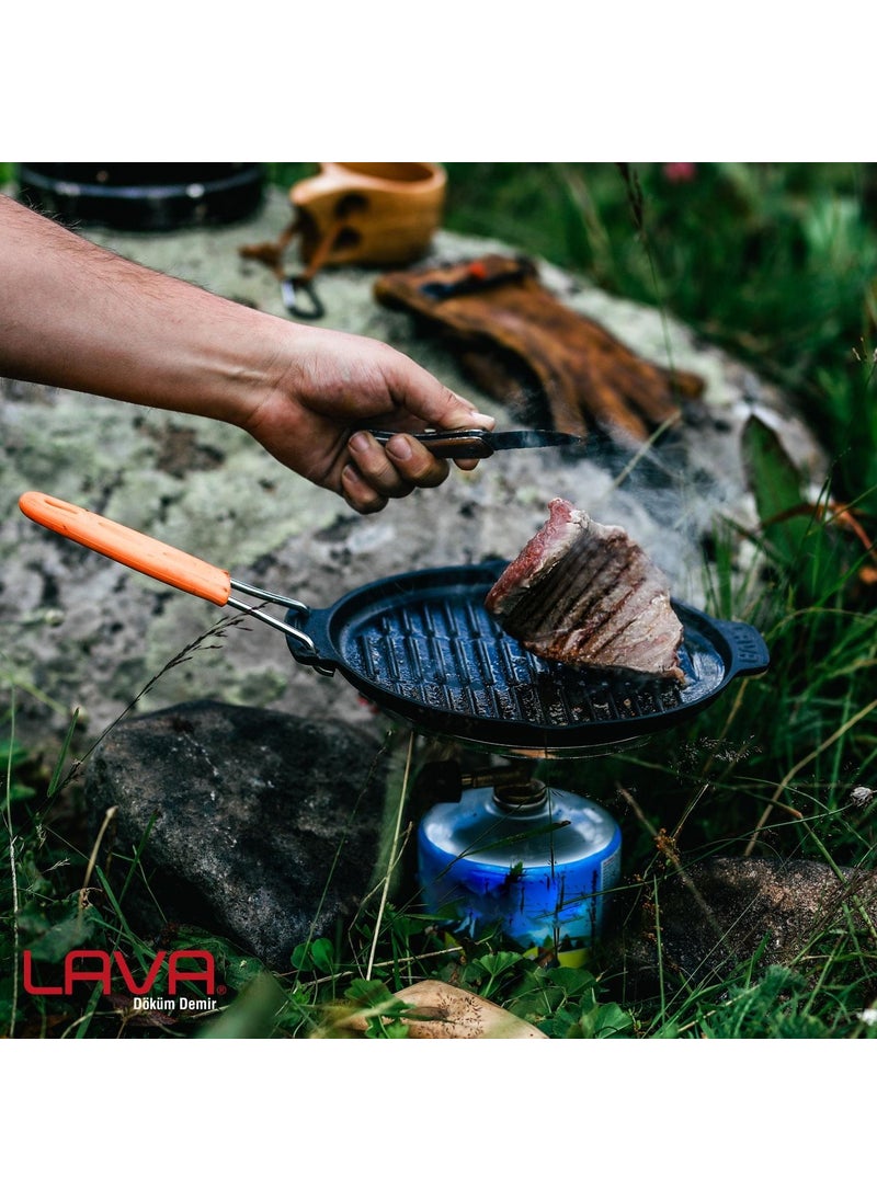 Lava Cast Iron Grill Pan with Wire and Silicone Handle. DIAMETER (Ø) 23CM.  - Image 5