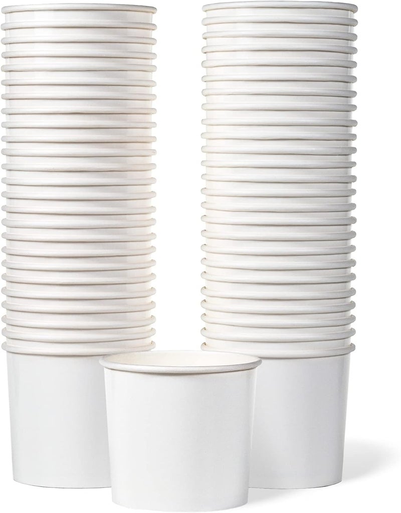 MATICAN Paper Ice Cream Cups - 50-Count 11-Oz Disposable Dessert Bowls for Hot or Cold Food, 11-Ounce Party Supplies Treat Cups for Sundae, Frozen Yogurt, Soup, White - Image 1