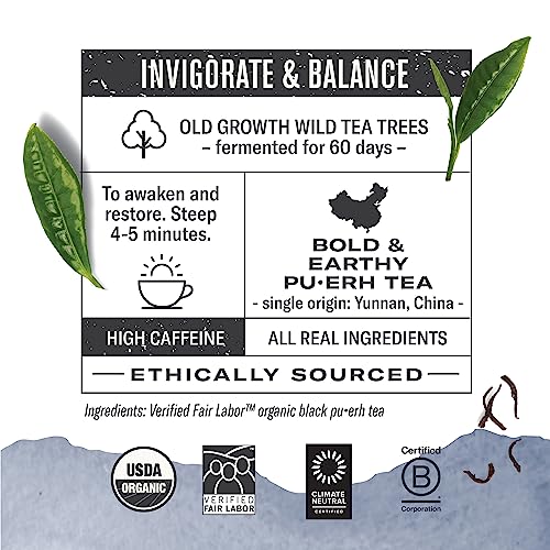 Numi Organic Emperors Puerh Tea 16 Dark Tea Bags Aged Fermented Yunnan Black Tea Caffeinated - Image 5