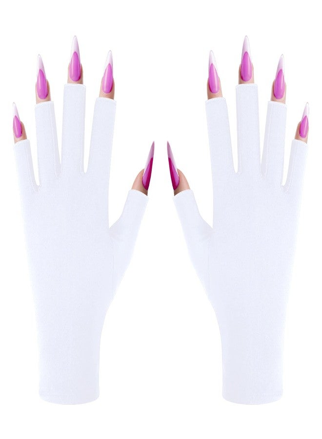 CGBOOM UV Gloves for Gel Nail lamp, Professional UPF50+ UV Protection Gloves for Manicures, Anti UV Fingerless Gloves for Nail Art Skin Care Protecting Hands from UV Light Harm (White) - Image 1